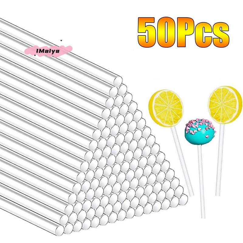 M-50Pcs Chocolate Acrylic Lollipop Stick Great Cookie Reusable Candy Cake Dessert Bakeware Kitchen Dining Home Ice Cream Sticks