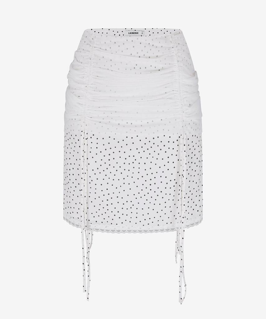 Limekeu Dot Chiffon Shirred String Midi Skirt White