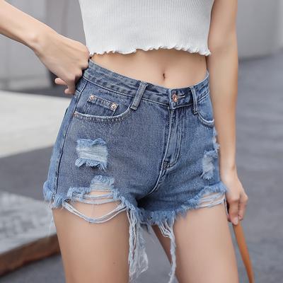 Women's High Waist Ripped Fringed Casual Denim Shorts