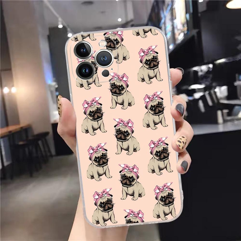 Cute Pug Dog Phone Case For iPhone 15 14 11 12 13 Mini Pro XS Max Cover 6 7 8 Plus X XR SE 2020 Funda Shell