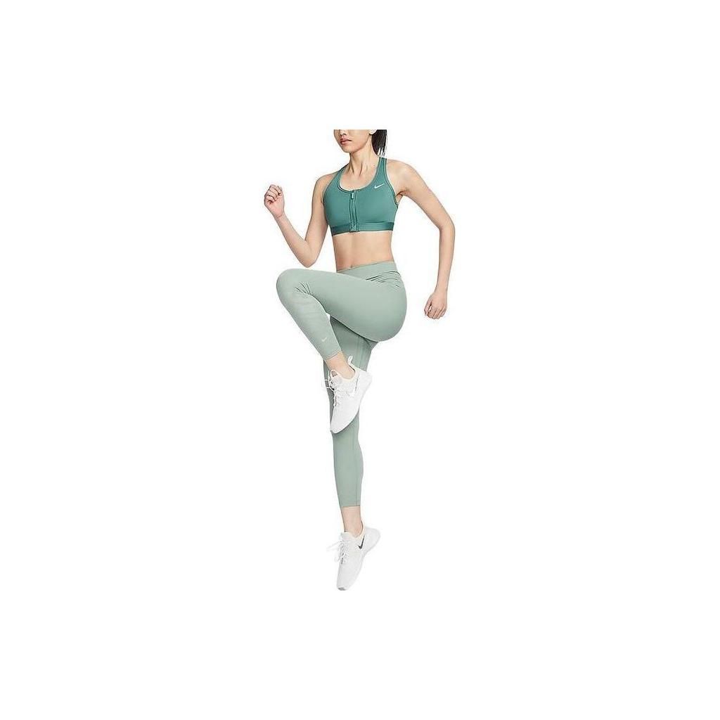 Nike Reggiseno Sportivo con Zip Colore Unico Comfort Donna Intimo Verde Acqua FN2732-361