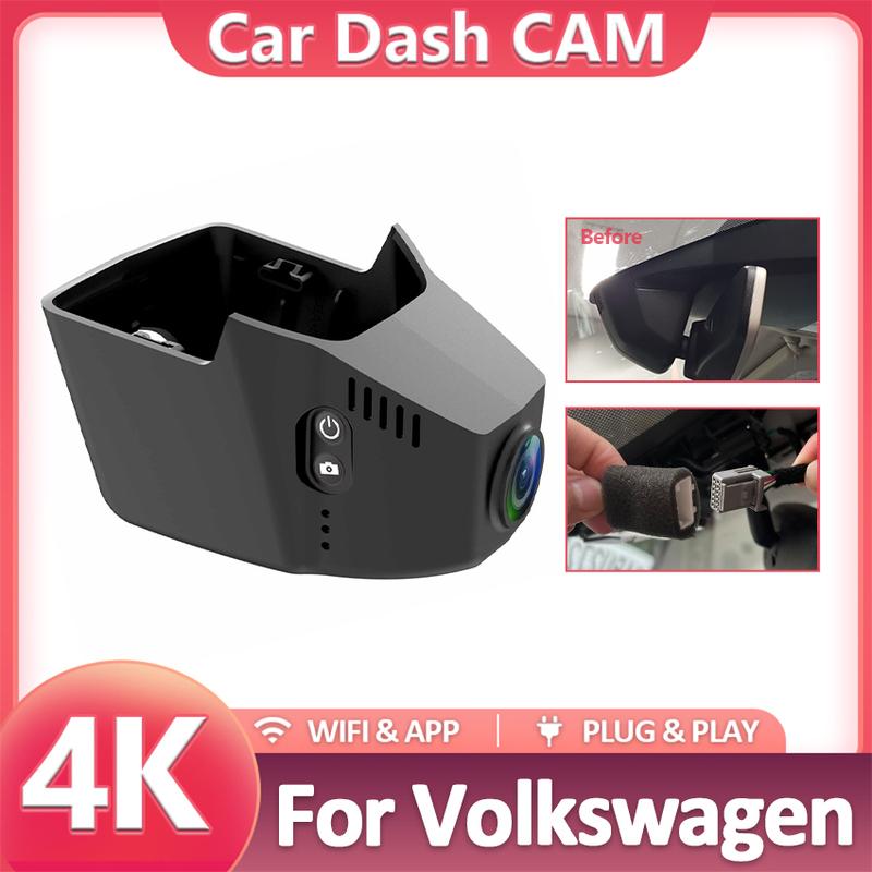 Plug and Play Dashcam 4K 2160P 77mm for Volkswagen VW Passat B8 CC Allspace Atlas Golf Arteon Sharan Magotan Dash Cam Car DVR