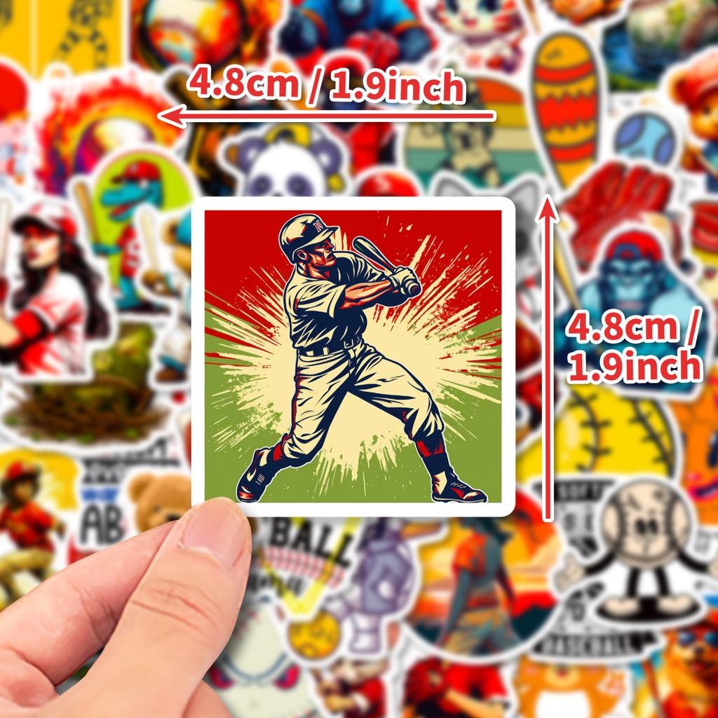 50 Aufkleber für Baseball Softball Sportaufkleber für neue Produkte, unabhängiges DIY, können wiederholt aufgeklebt werden mit wasserfesten Gummi-Aufklebern
