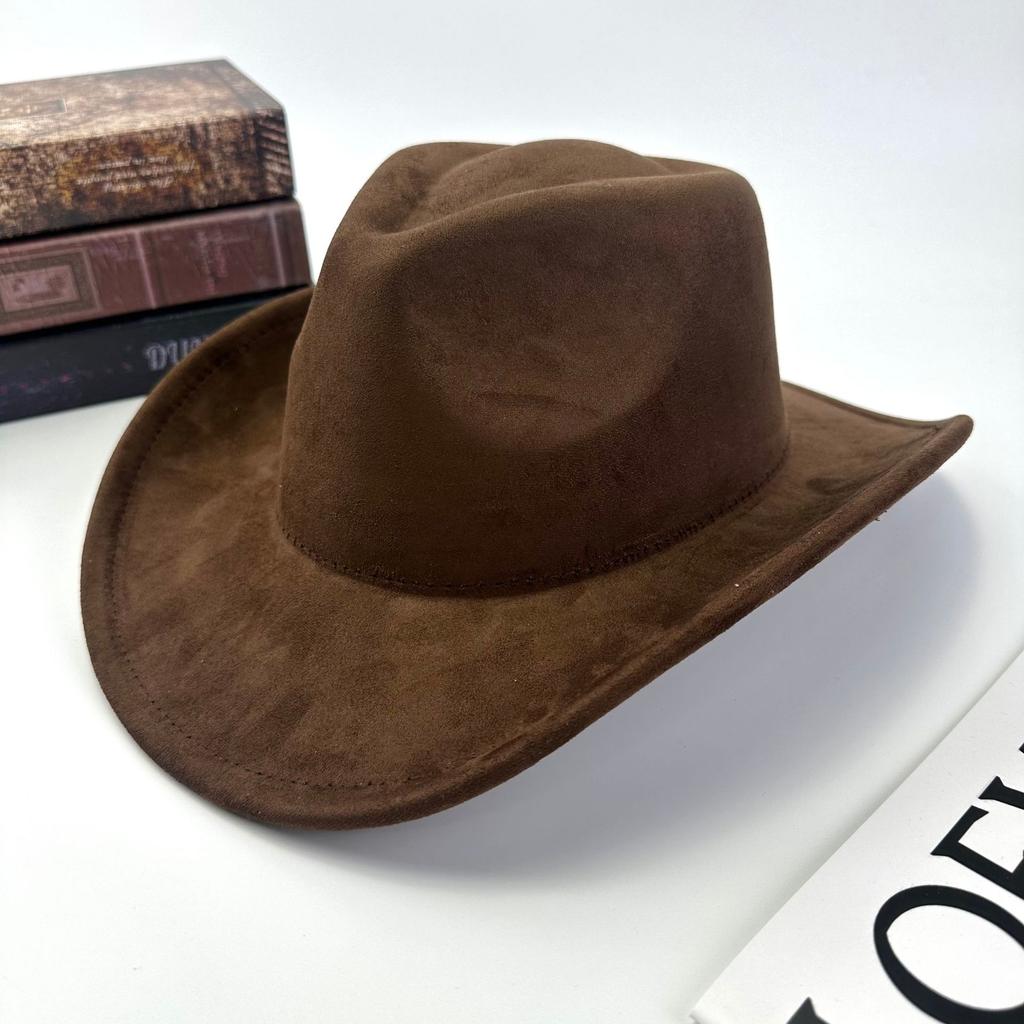 Western Cowboy Hat Women Woolen British Suede Light Board Peach Heart Top Hat Felt Hat