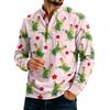 Top casual bărbătesc, croială largă, cu imprimeu de Crăciun și buzunar