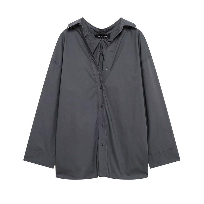 Kaslead New Arrival Women's Clothing Fashion Style Fashion Minimalist Back Pleated Loose Shirt 3067118