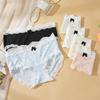 4PCS Women's Lace Panties M-XL Thin Sexy Ice Silk Briefs Dots Breathable Underwear Female Soft Intimates