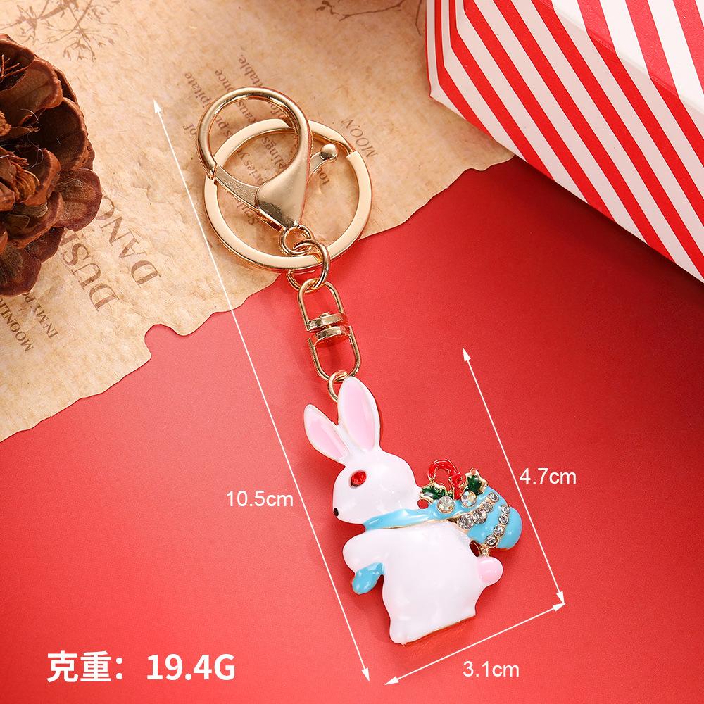 New Christmas Themed Rhinestone Keychain Snowman Christmas Tree Sock Bunny Pendant Car Keychains Jewelry Accessory 2026 Gifts