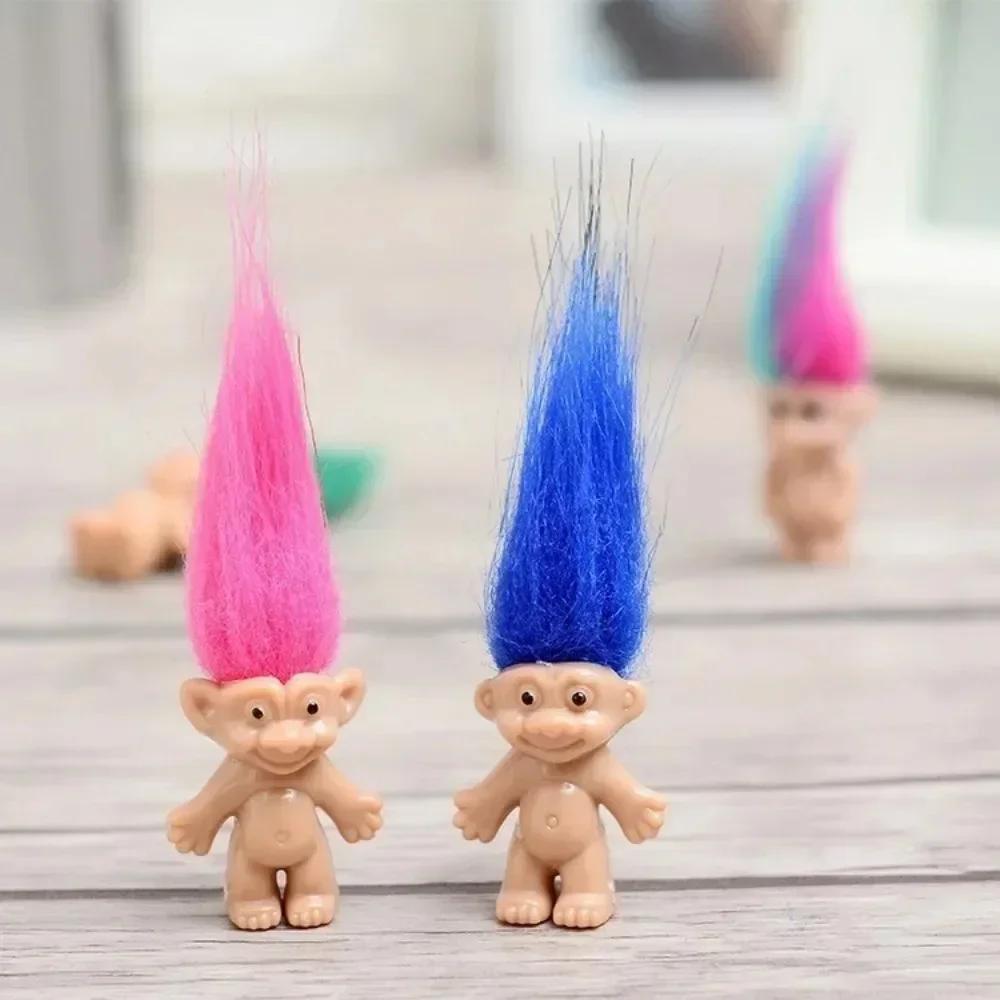 10Pcs/Bag Mini Trolls Dolls Anime Action Figure Colorful Hair Family Members Model Collection Kids Toys for Children's Gift 2025