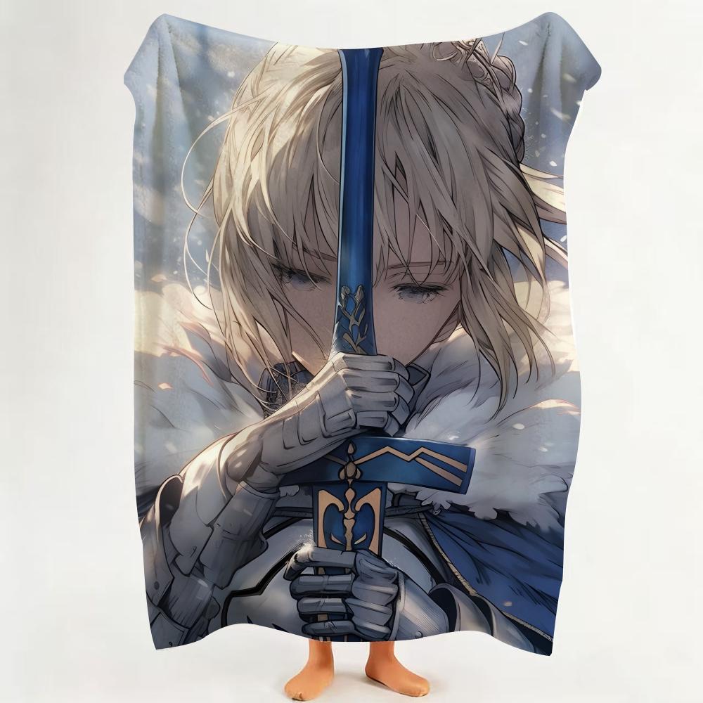 Game F Fate G Grand O Order  Flannel  Blanket Suitable for Sofa Living Room Bedroom