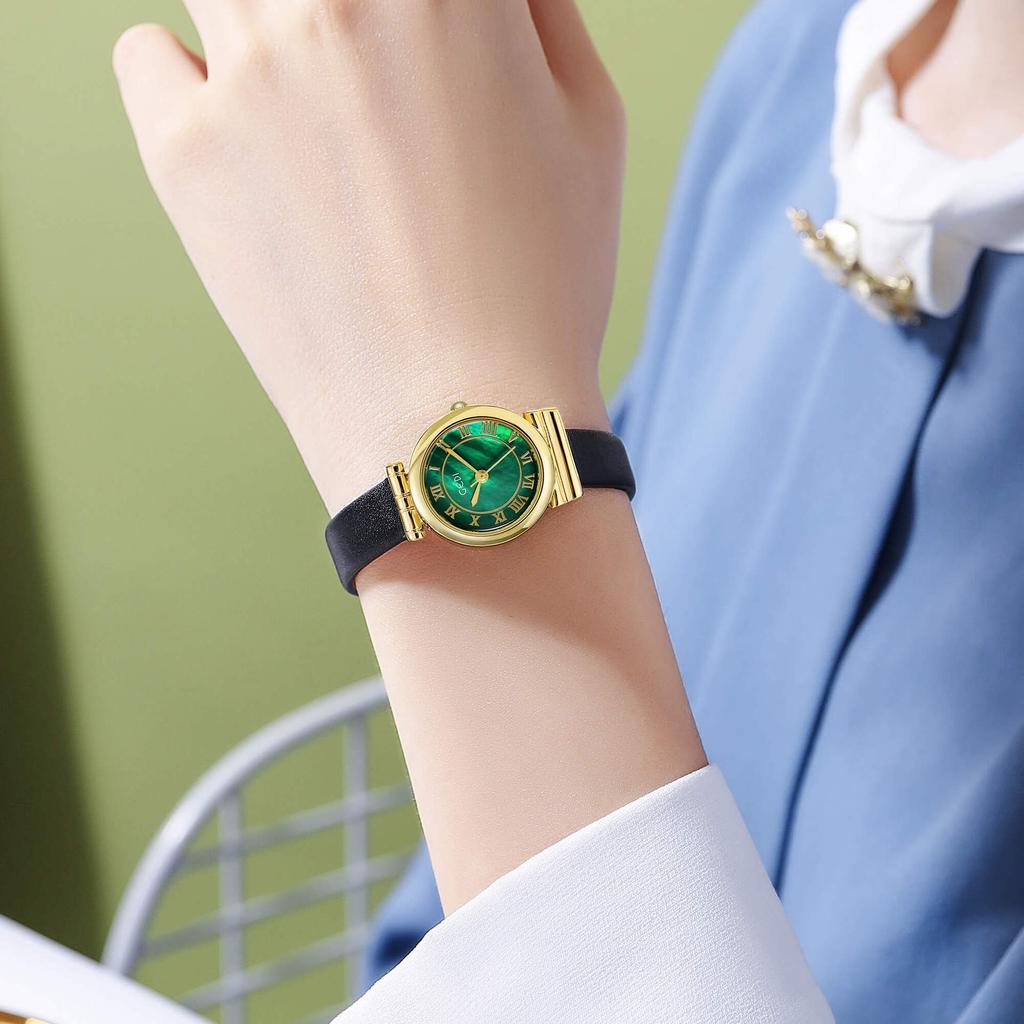 Retro Temperament Light Luxury Fritillary Surface Creative Asymmetrical Design Roman Disc Belt Quartz Waterproof Watch