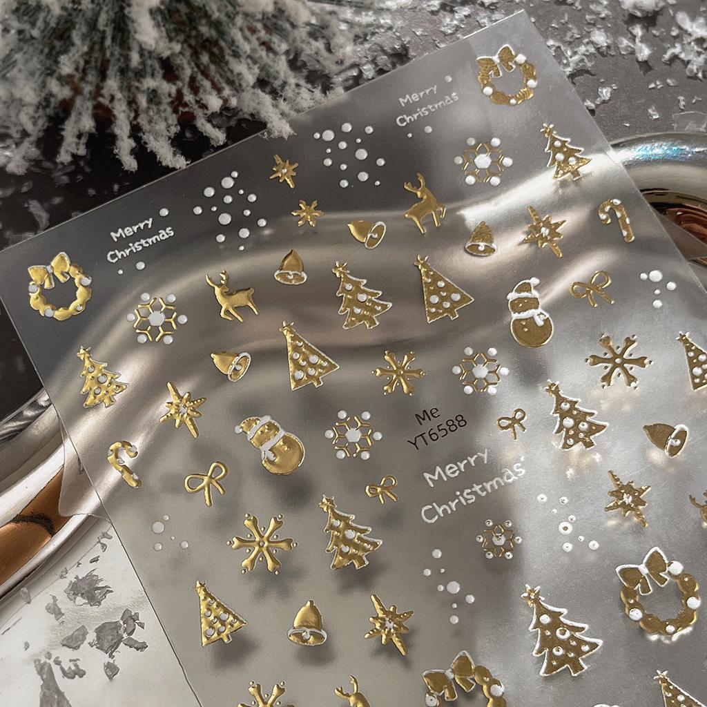 1 stk Bronzing Jule Snøfnugg Nail Art Klistremerke Søt Tegneserie Juletre Julenissen Manikyr Dekal DIY Nail Art Dekor