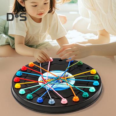 1 Set Kids Rope Untangling Game Twisted Rope Knot Board Game Logic Thinking Interactive Educational Colorful Elastic Rope Unhitching Toy
