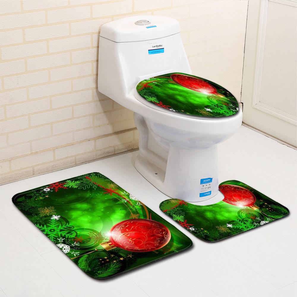Weihnachts-Badezimmer-Bodenmatte Toilette Dreiteiliges Set