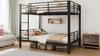 Litera maciza 140x200 metal, litera para adultos, extremadamente estable hasta 400 kg, sin chirridos, ideal para piso compartido y alquiler vacacional, negro