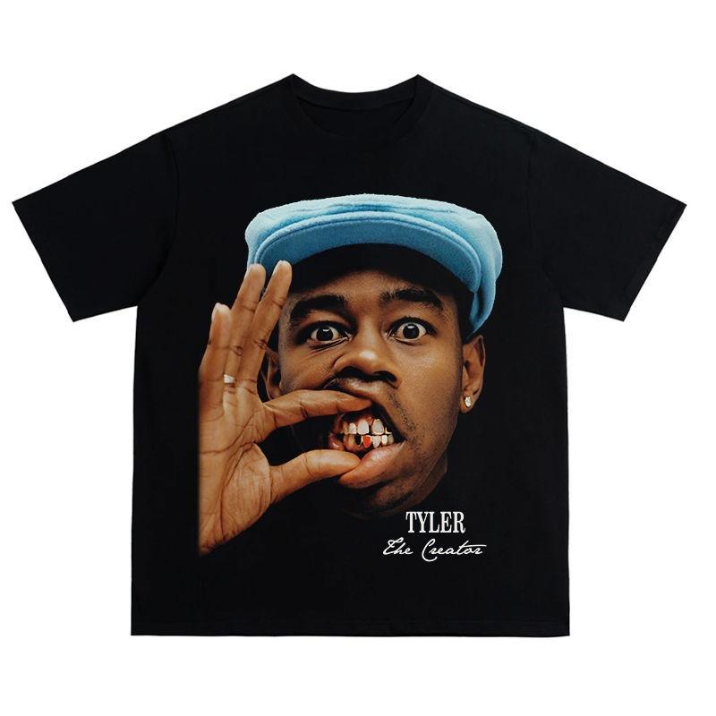 Мужская футболка с коротким рукавом Tyler American Retro Street Hip-hop HIPHOP из чистого хлопка с принтом S