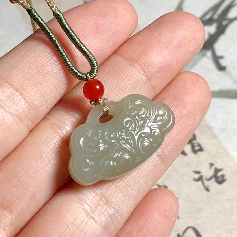 Hetian Jade Pi Xiu Pendant Charm - Qingbai Stone Necklace for Couples