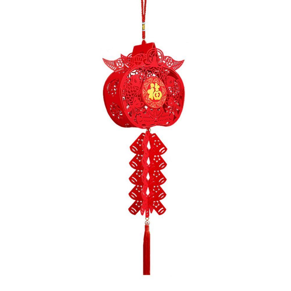 DIY Felt Red Lantern 3D Chinese Red Lantern Decorative FU Character Lantern New Year