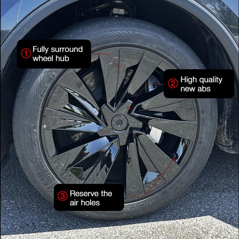 Para Tesla Model Y Juniper 4 Peças Calota de Roda 19 Polegadas Calota de Cubo Substituição Performance Calota de Roda Crossflow 2025 Acessório de Calota Completa