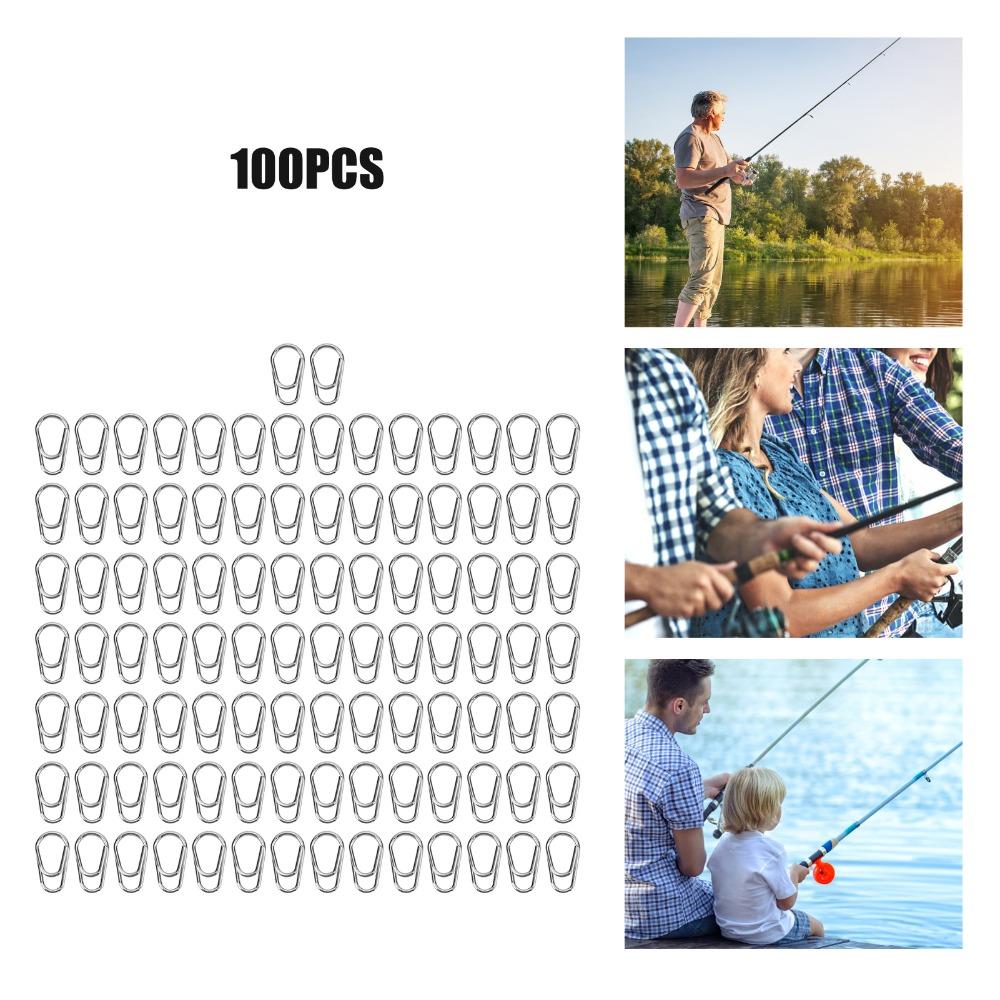 100PCS Lightweight Fishing Snaps Rings Oval Fishing Split Rings Saltwater Fishing