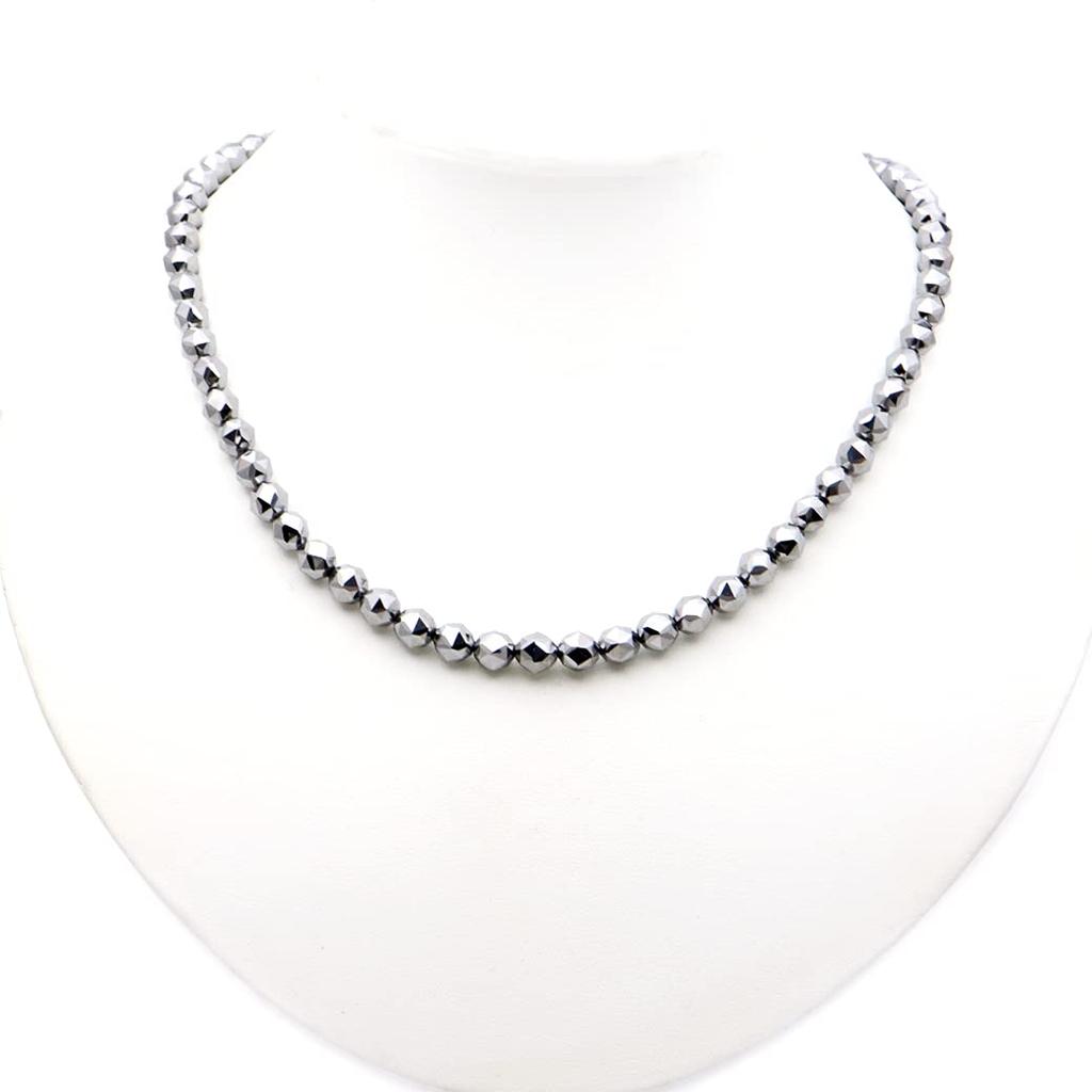[GOLD STONE] Terahertz Ore Necklace, 6mm Star Cut, Power Stone, Natural Stone, Magnet Type, Approx. 40cm Long