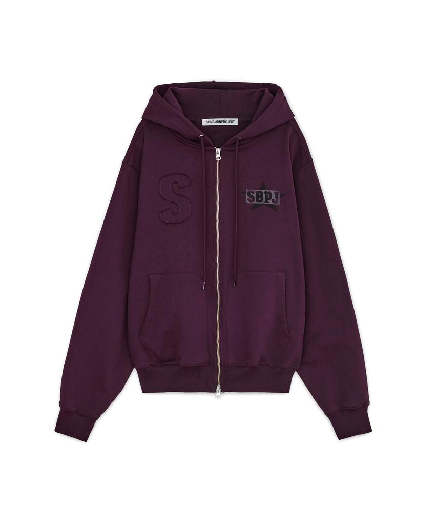 Sunburnproject Logo Patch Hoodie Zip-Up, Purple