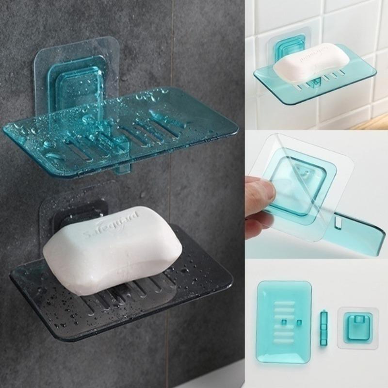 1Pcs Creative Bathroom Wall-mounted Crystal Soap Double Dish Drain Soap Box Portable Soap Dish