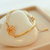 Women Golden Flower Crystal Rose Bangle Cuff Chain Bracelet Chic Jewelry Present