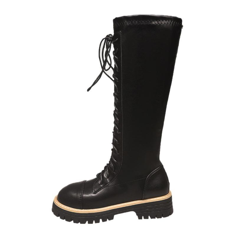 New Lace-up Shoes, High Boots, Women's Shoes, Thick-soled Lace-up Height-increasing Long Boots