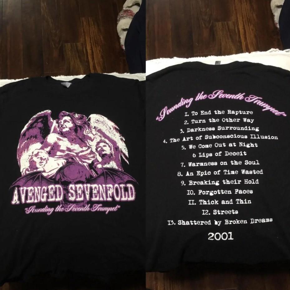 Avenged Se*venfold Sounding the Seventh Trumpet Tour 2001 T-shirt Fanmade NEW