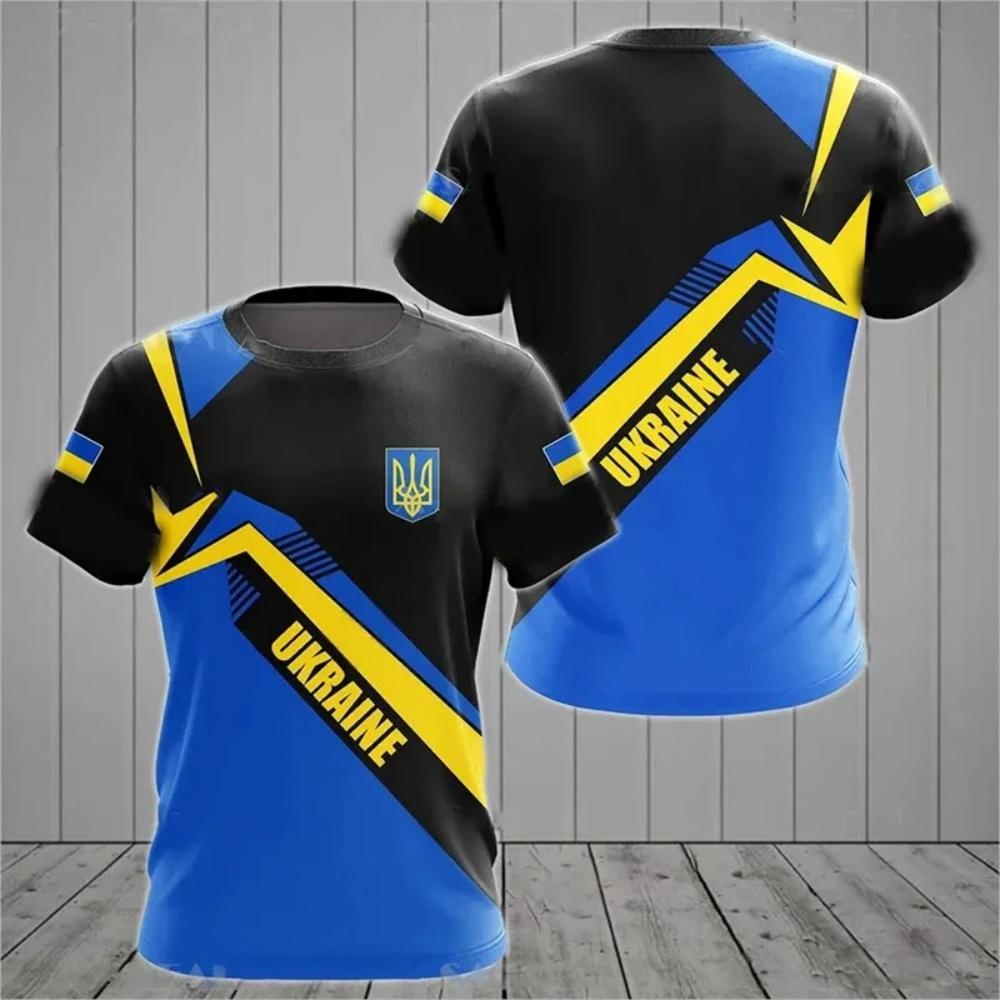Mode Neues Ukrainische Flagge Grafik 3D-Druck T-Shirt Ukrainisches Emblem Herren Sportoberteile Nationalfeiertagsgeschenke Personalisiertes T-Shirt