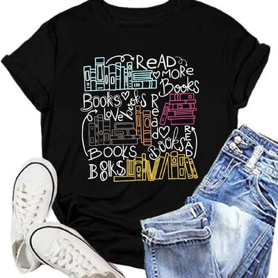 Book Shirts for Women Read More Books T-Shirt Reading Tee Teacher Tops
