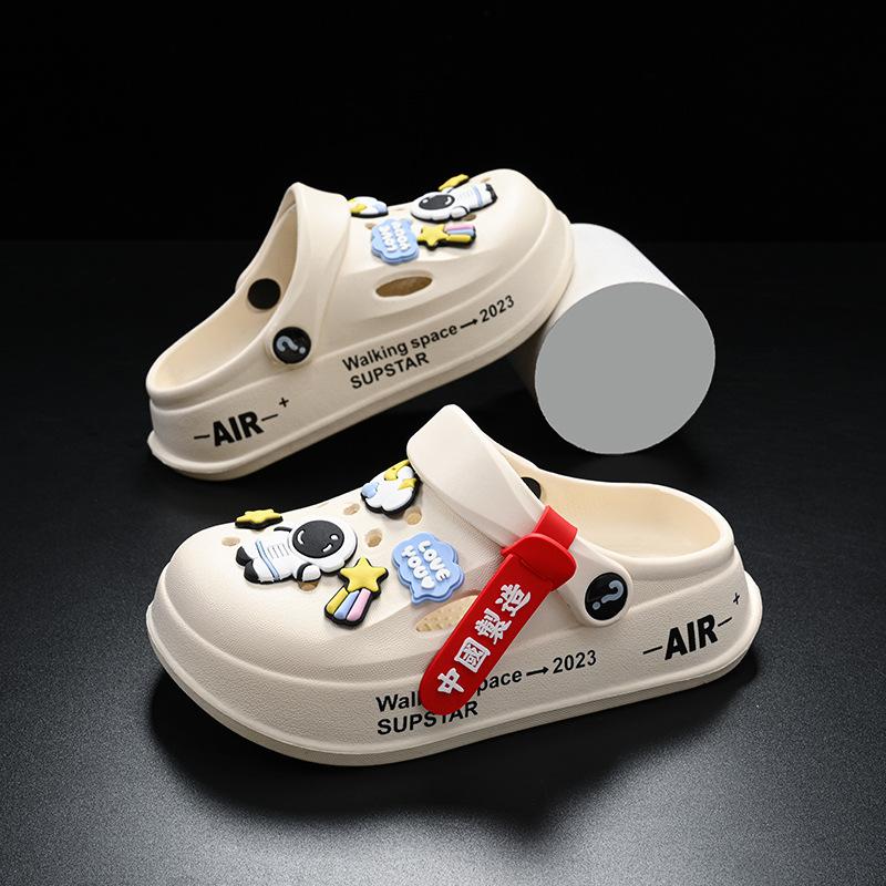 

Стильные мультяшные удобные детские пляжные сандалии с нескользящей мягкой подошвой из ЭВА для веселого лета OffWhite,170