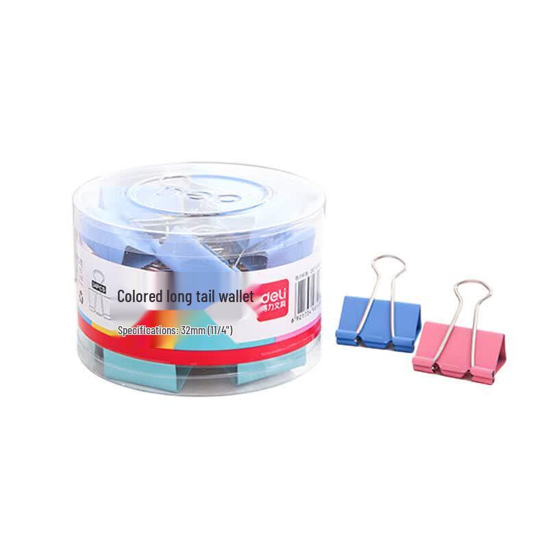 Deli 32mm Colorful Binder Clips, 24-Count