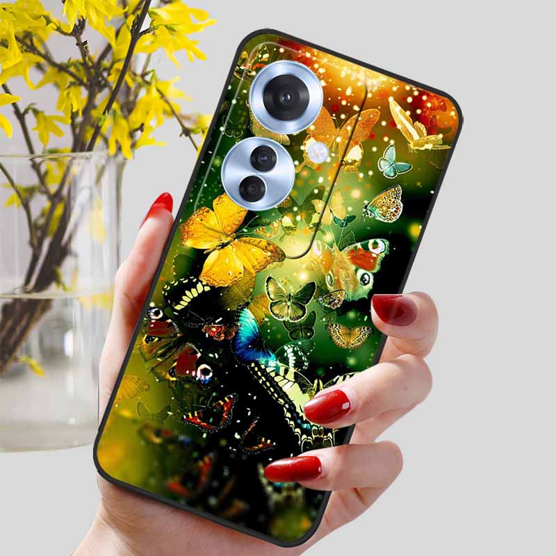 Phone Cover for OPPO Reno11 F 5G Case Black Silicone TPU Fashion Marble Print Shells for Oppo Reno 11F Protective Capa Soft Bags
