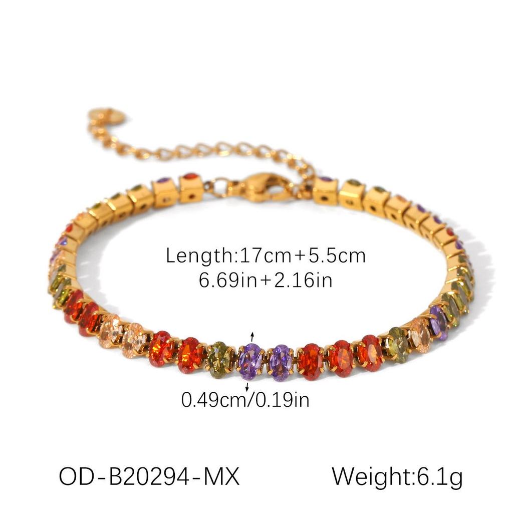 18k Gold Plated Zircon Titanium Steel Bracelet for Women - European & American Style