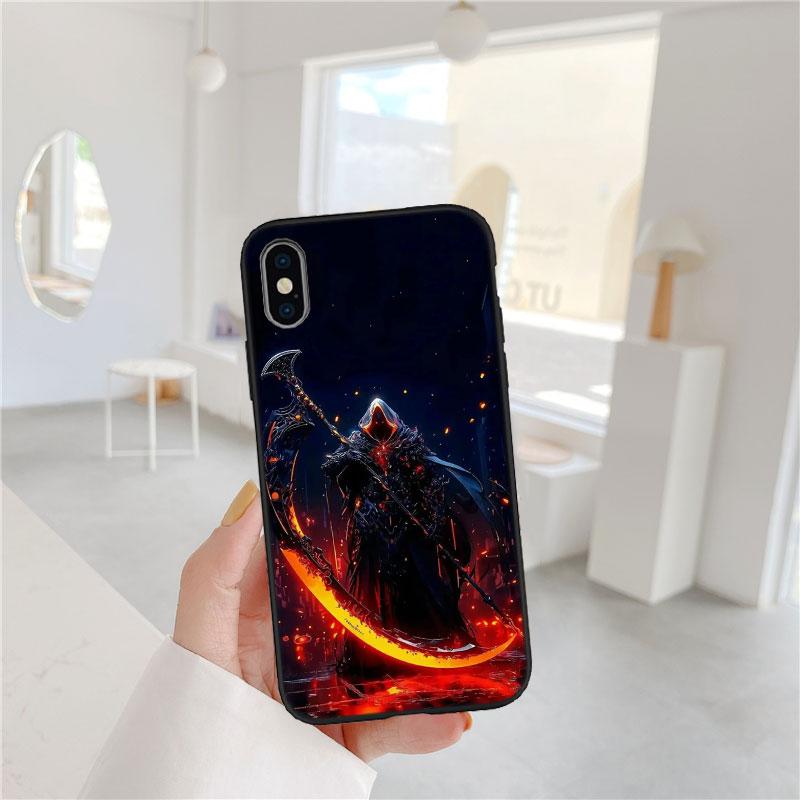 BF97 Skeleton Skull Grim Reaper Soft Shell Phone Case for Redmi Note 13 14 Pro+ Plus A3 A3X 13X 13C 13R 14S 14C 14R