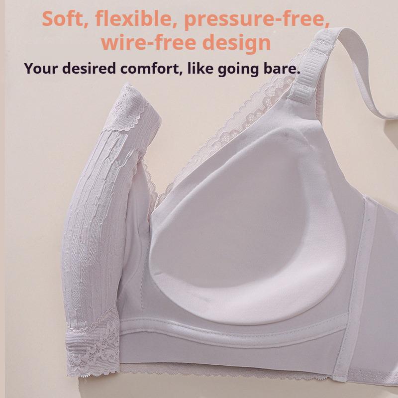 Antibacterial Corrugated Lace Soft Support Strip Bra Lifting and Bust Fixing Water Drop Cup Underwear