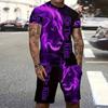 2025 Summer New Men's Summer Crew Neck Short Sleeve Shorts 3D Tiger Print Casual T-shirt Cool Custom Streetwear Set Men Sports