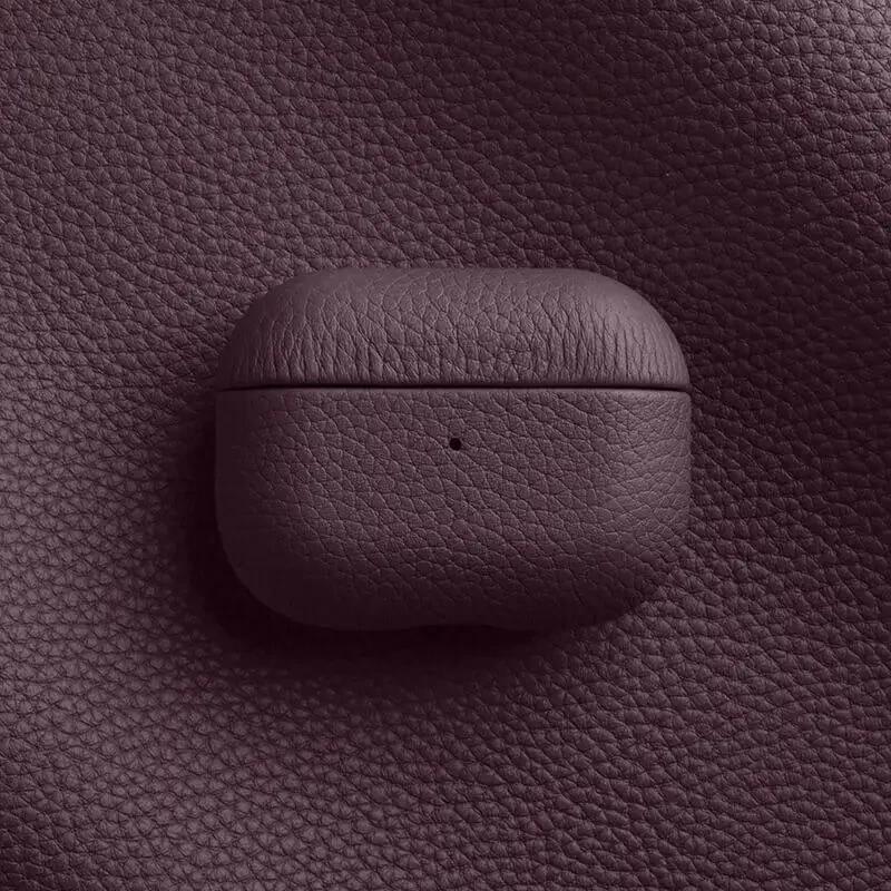 

Melkco Genuine Cowhide Leather Case For AirPods Pro 3 Lychee Grain Bluetooth Earphone Accessories For AirPods 4 3 2 1 Cover for AirPodsPro3 фіолетовий