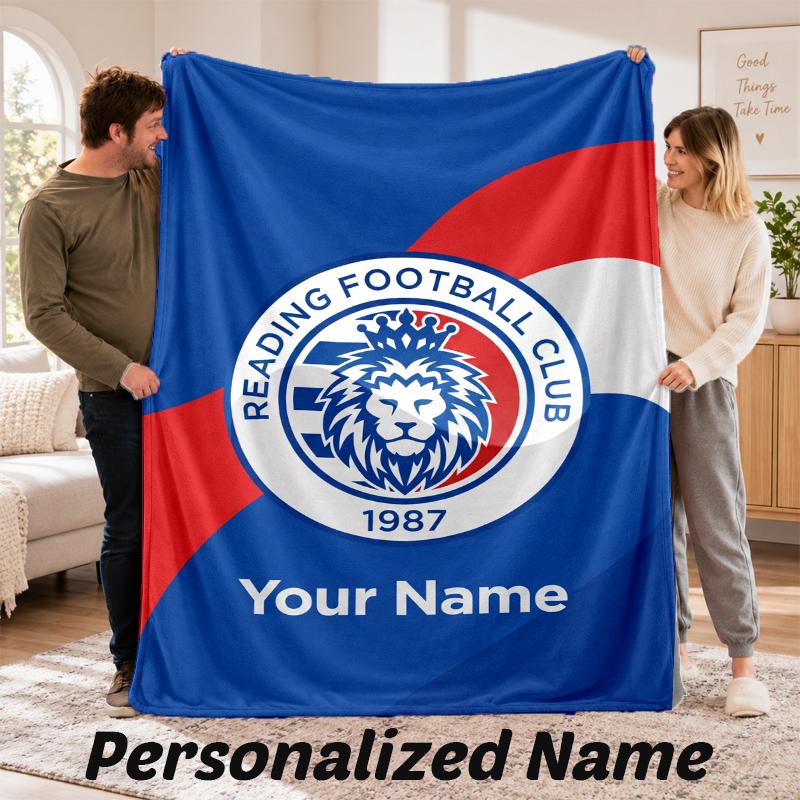 Reading FC Personalized Flannel Blanket Custom Name Text Soft Throw Blanket Home Decor