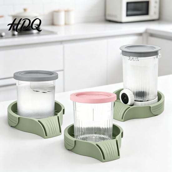 Drainage Cup Holder Base Storage for Ninja Creami Cups Silicone Tray Design Intelligent Kitchen Countertop Organizer Anti-Spill Sloped to Eliminate