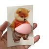 3D Shiba Inu Dog Belly Sticker - Cute Puppy Wearing Orange Outfit With Soft Pink Background, Silicone Self-Adhesive