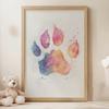 Poster Paw Print In Colors Poster Paw Print In Colors, 30X40 Cm, Unframed, Premium Canvas On Stretcher