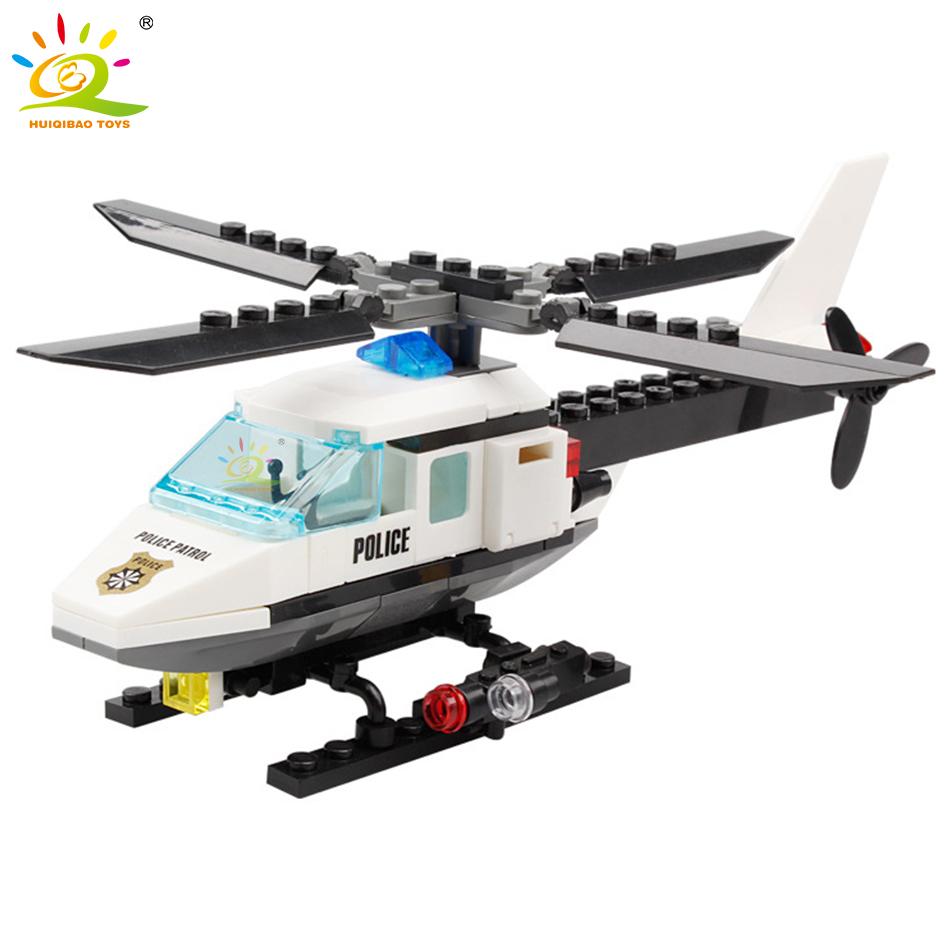 102Pcs City Police Helicopter Model Building Blocks Set With 1 Figure Bricks Educational Toys For Children Boys Gift