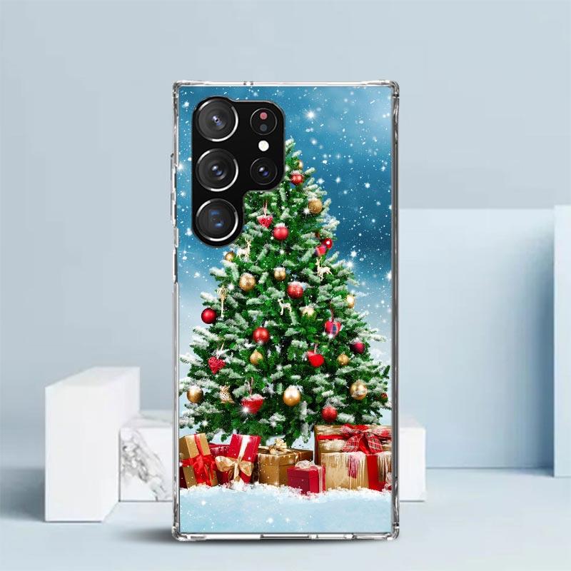 

Merry Christmas Tree Snow Phone Case For Samsung Galaxy S24 S25 Edge S26 Ultra S22 S23 Plus S21 + S20 FE Soft TPU Back Cover Gal Samsung S22 Plus