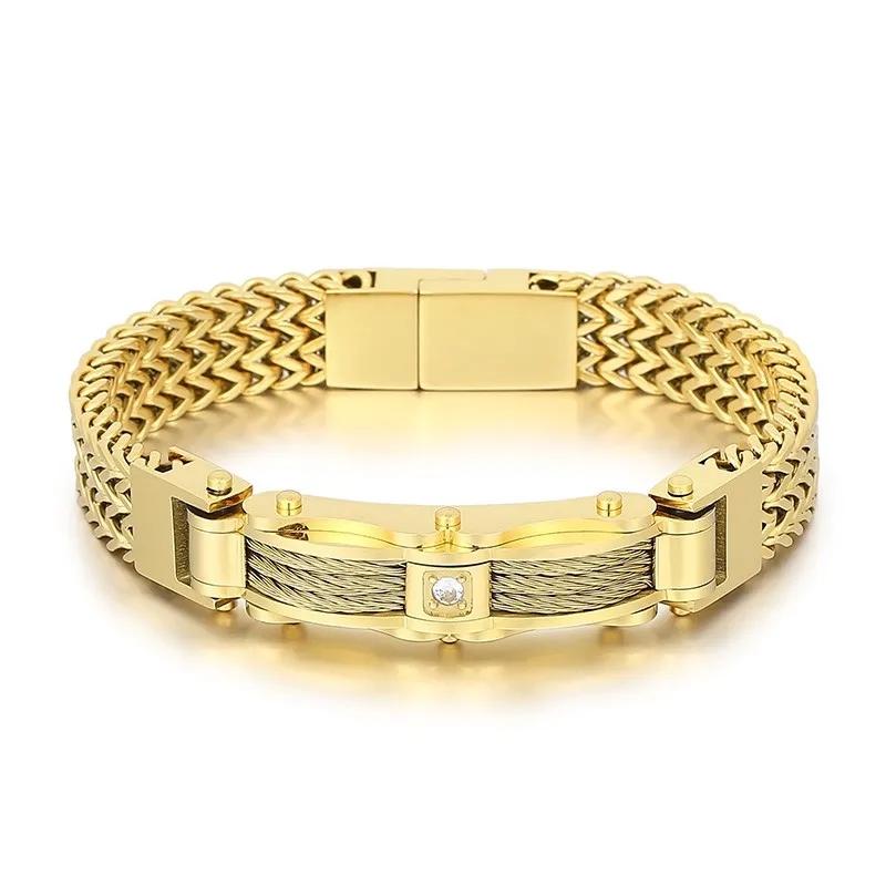 Stainless Steel Link Chain Mesh Bracelets For Men Spulseiras Masculina Metal Male Charm Jewelry Luxury Gold Color Accessory