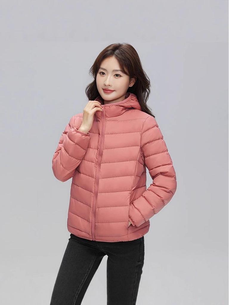 Korean Style Women's Hooded Down Jacket - Lightweight, Warm, Plus Size, Simple and Versatile for Autumn and Winter