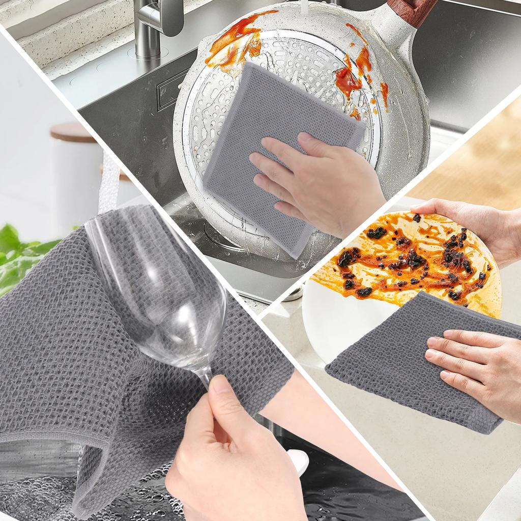 5Pcs Dishcloth Absorbent Cotton Dishcloth Microfiber Cleaning Cloth Wash Wipe Towel Cloth Source pads Kitchen Cleaning supplies