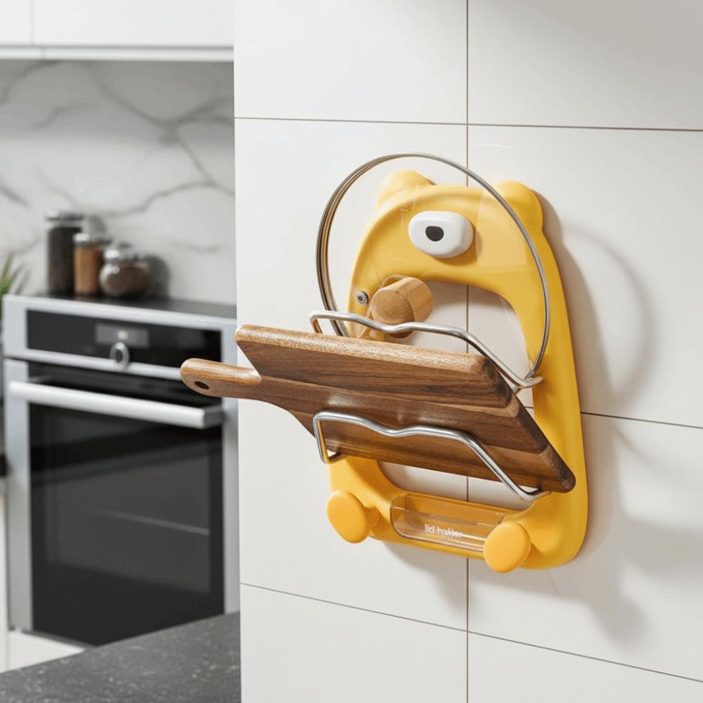 Wall Mount Pot Lids Holder 2-Tier Pot Lid Organizer Space Saving Vegetable Board Rack Cabinet Door